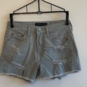 Aeropostale ripped, teal, denim shorts